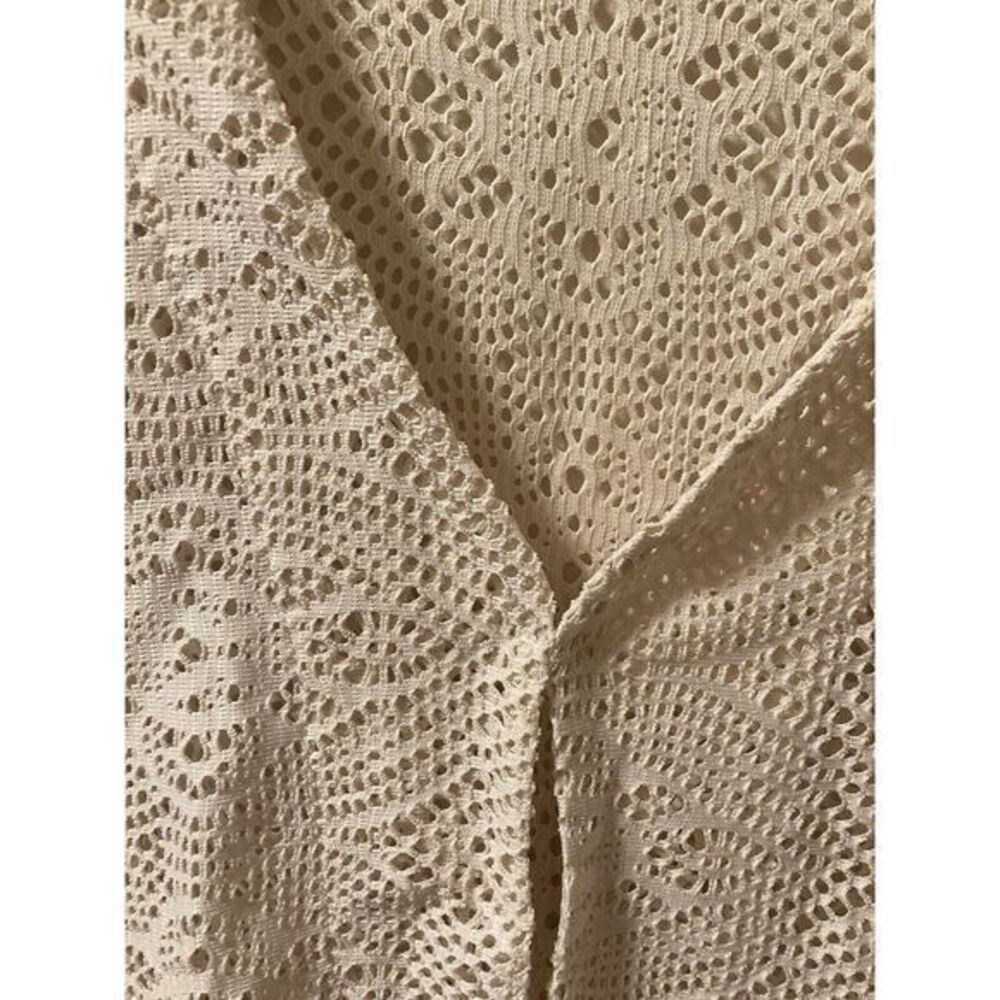 Valerie Stevens Ivory Overlay Lace Cardigan Crochet Fringe Size L Boho Cowgirl - Picture 3 of 7